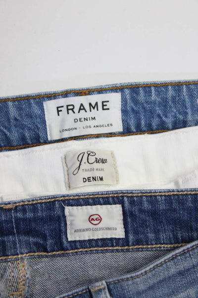 Frame Denim J Crew AG Womens Fringe Cuffed Denim Shorts Blue White 25 26 Lot 3