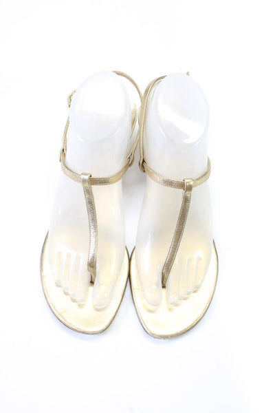 COOP Barneys New York Womens Metallic Leather Thing Sandals Gold Size 38 8