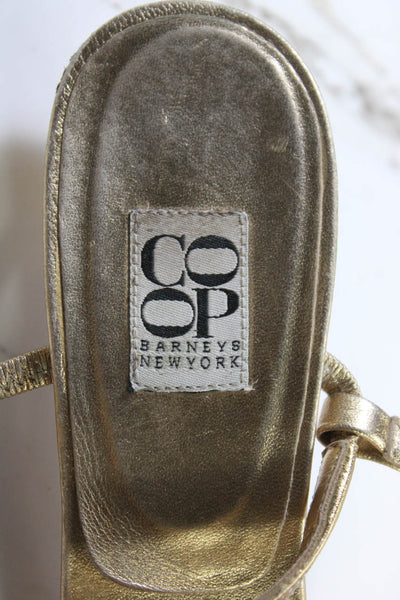 COOP Barneys New York Womens Metallic Leather Thing Sandals Gold Size 38 8