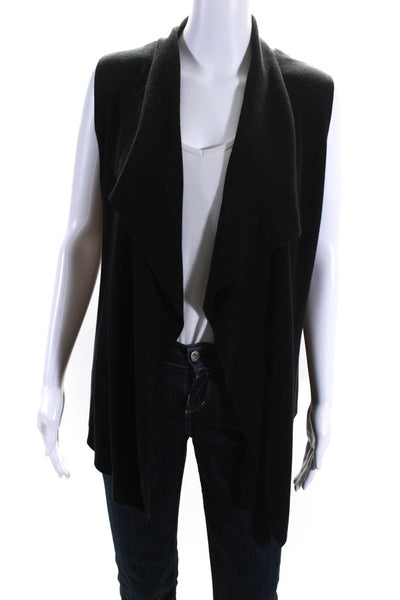 Lafayette 148 New York Womens Sleeveless Waterfall Cardigan Black Size Small