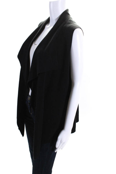 Lafayette 148 New York Womens Sleeveless Waterfall Cardigan Black Size Small