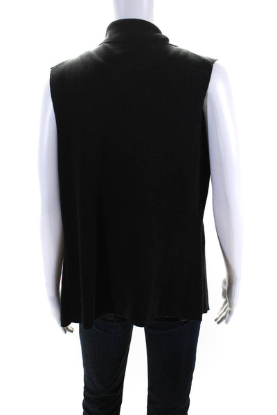 Lafayette 148 New York Womens Sleeveless Waterfall Cardigan Black Size Small