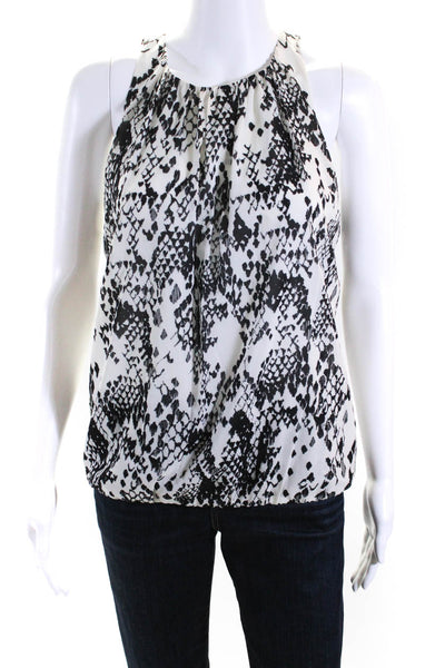 Trina Turk Womens Snakeskin Print Chiffon Tank Top Blouse Black White Size Small