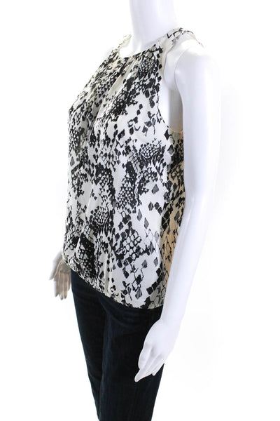 Trina Turk Womens Snakeskin Print Chiffon Tank Top Blouse Black White Size Small