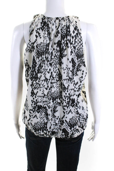 Trina Turk Womens Snakeskin Print Chiffon Tank Top Blouse Black White Size Small