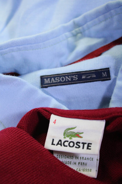 Lacoste Masons Mens Linen Dress Shirt Polo Shirt Red Blue Size 4 Medium Lot 2