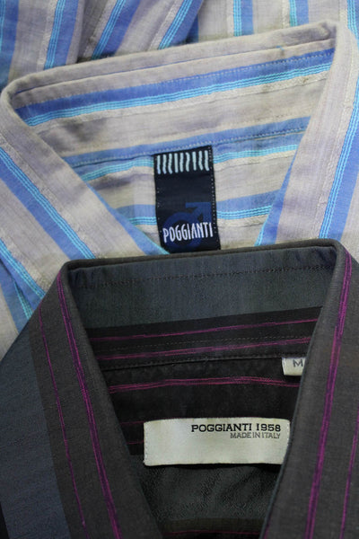 Poggianti Mens Long Sleeve Striped Button Up Shirt Multicolor Medium Lot 2