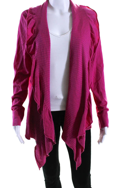 Lafayette 148 New York Womens Pink Wool Cowl Neck Cardigan Sweater Top Size XL