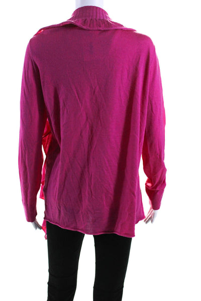 Lafayette 148 New York Womens Pink Wool Cowl Neck Cardigan Sweater Top Size XL