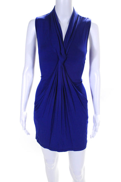 Trina Turk Womens Knotted Jersey V Neck Mini Tank Sheath Dress Blue Size 0