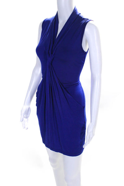 Trina Turk Womens Knotted Jersey V Neck Mini Tank Sheath Dress Blue Size 0