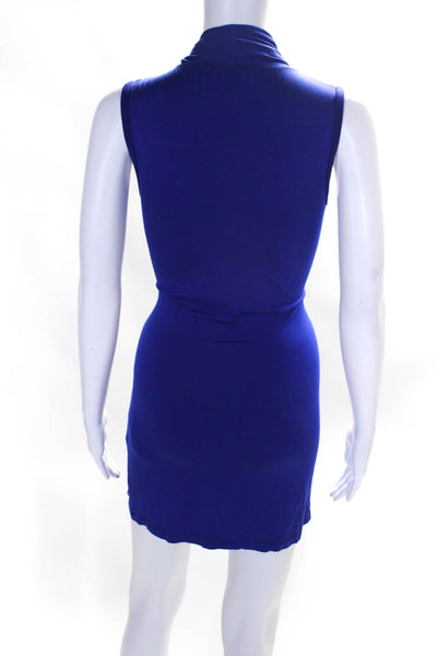 Trina Turk Womens Knotted Jersey V Neck Mini Tank Sheath Dress Blue Size 0