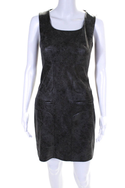 Ivy & Blu Maggy Boutique Womens Sleeveless Faux Leather Sheath Dress Gray Size 0