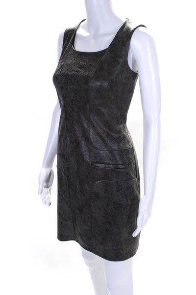 Ivy & Blu Maggy Boutique Womens Sleeveless Faux Leather Sheath Dress Gray Size 0