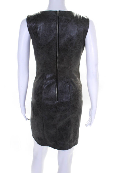 Ivy & Blu Maggy Boutique Womens Sleeveless Faux Leather Sheath Dress Gray Size 0