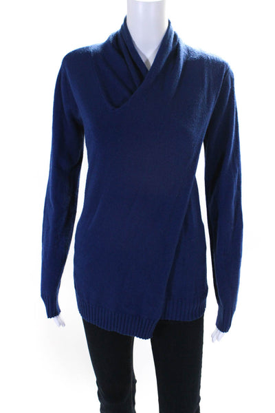 C/MEO Collective Womens V Neck Surplice Side Split Sweater Blue Size Extra Small