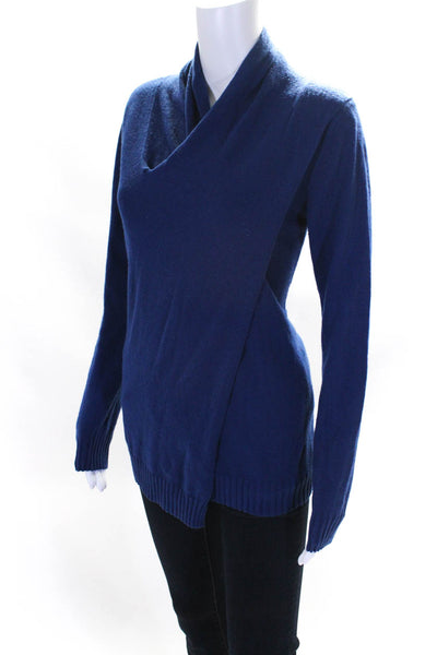 C/MEO Collective Womens V Neck Surplice Side Split Sweater Blue Size Extra Small