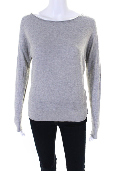 Vince Womens Boat Neck Thin Knit Dolman Sleeve Sweater Gray Cotton Size XS