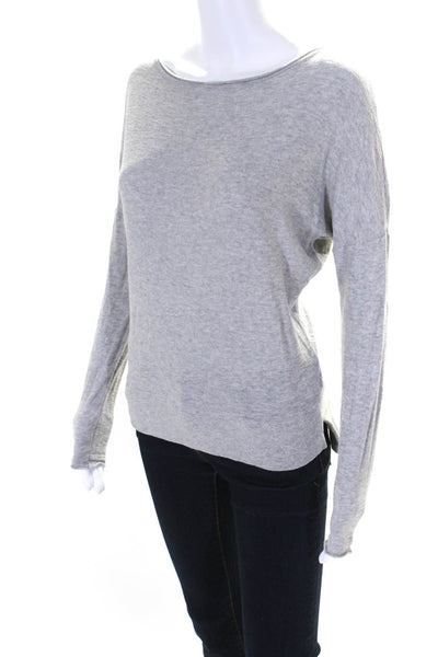 Vince Womens Boat Neck Thin Knit Dolman Sleeve Sweater Gray Cotton Size XS