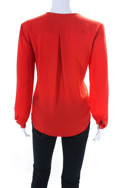 By Malene Birger Womens Long Sleeve V Neck Ruffle Top Blouse Red Size FR 34