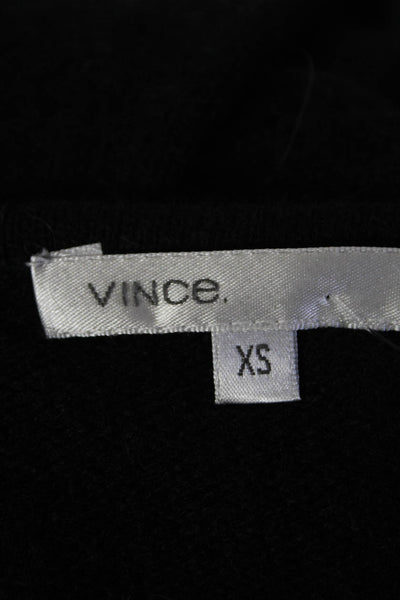Vince Womens Drawstring Waist Tie Front Cardigan Sweater Black Cashmere Size XS