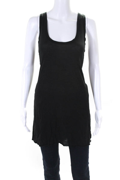 Alice + Olivia Womens Faded Black Scoop Neck Cotton Blend Tank Top Size L