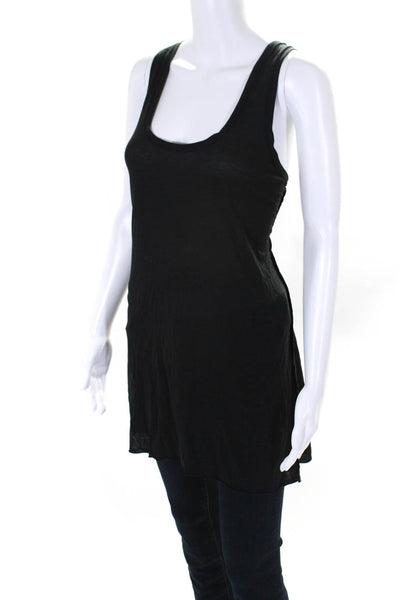 Alice + Olivia Womens Faded Black Scoop Neck Cotton Blend Tank Top Size L