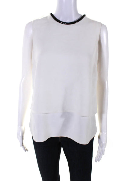 The Madison Ave Collection Womens Layered Sleeveless Blouse Top White Size 8