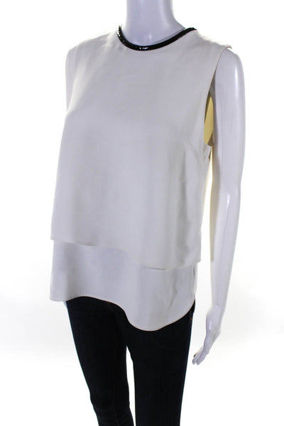 The Madison Ave Collection Womens Layered Sleeveless Blouse Top White Size 8