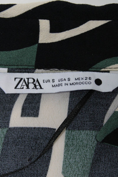 Zara Womens Long Sleeve Printed Tops Pants Black White Orange XS Small Lot 4