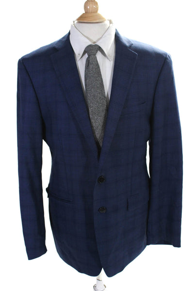 Calvin Klein Mens Two Button Extreme Slim Fit Blazer Jacket Blue Wool Size 42R