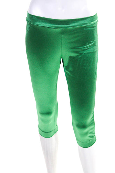 D&G Dolce & Gabbana Womens Metallic Green Pull On Crop Leggings Size M