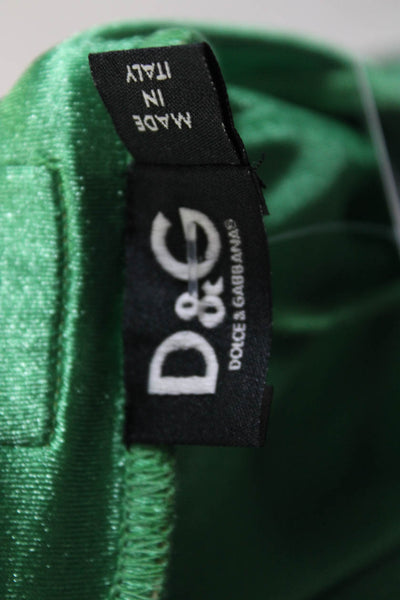 D&G Dolce & Gabbana Womens Metallic Green Pull On Crop Leggings Size M