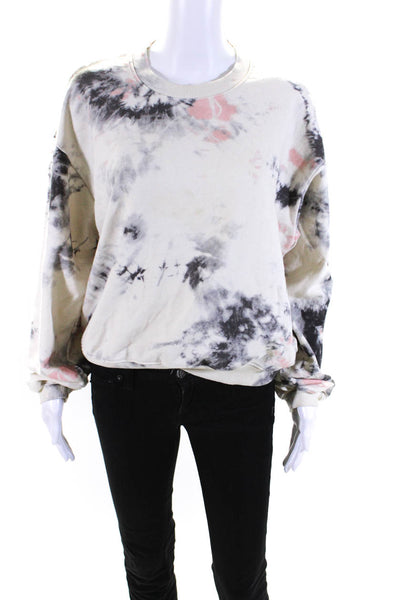 Kountry Redux Womens Oversized Tie Dyed Rib Cage Sweatshirt White Multi Size 2