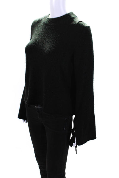 Who What Wear Womens Pullover Long Tie Sleeve Crew Neck Sweater Black Size XS