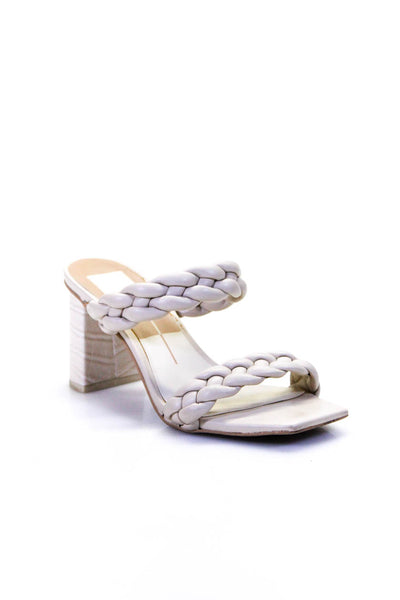 Dolce Vita Womens Block Heel Double Braided Strap Sandals White Leather Size 7.5
