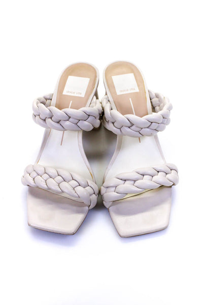 Dolce Vita Womens Block Heel Double Braided Strap Sandals White Leather Size 7.5