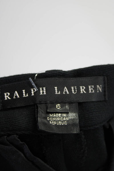 Ralph Lauren Black Label Womens High Rise Zipper Trim Pants Black Cotton Size 6