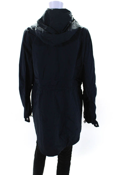 J Crew Womens Zip Up Pocket Front Hooded Jacket Navy Blue Cotton Size Small Tall