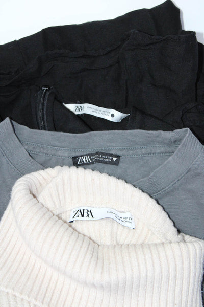 Zara Womens Tee Shirt Dress Striped Sweater Black Gray XS Small Medium Lot 3