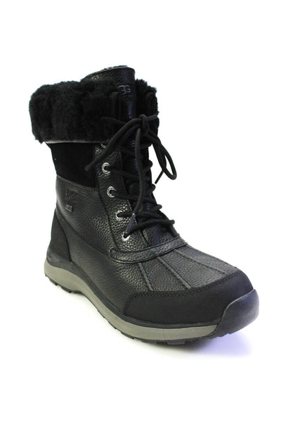 UGG Australia Womens Lace Up Shearling Lined Waterproof Snow Boots Black Size 11