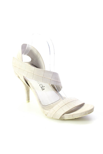 Pedro Garcia Womens Stiletto Ankle Strap Sandals White Leather Size 41