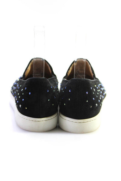 Christian Louboutin Womens Black Suede Bedazzled Fashion Sneakers Shoes Size 6.5