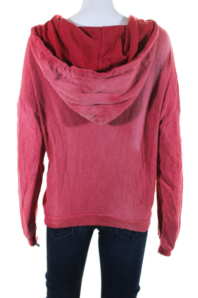 The Great Womens Long Sleeve Front Zip Hoodie Sweater Red Cotton Size 1