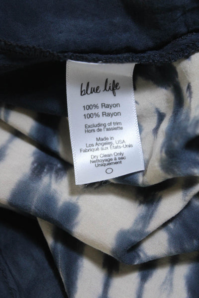 Blue Life Womens Long Sleeve Boat Neck Tie Dye Tunic Blouse Navy Size XS