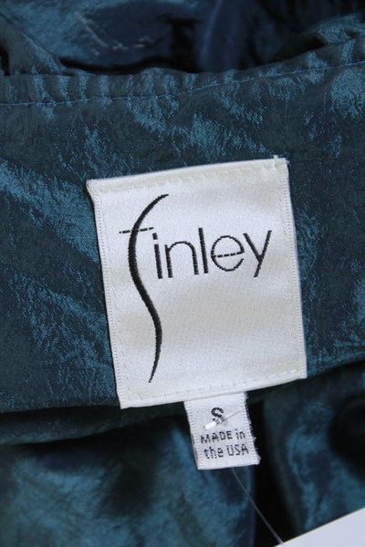 Finley Womens Collared Half Zip 3/4 Sleeve Taffeta Pullover Jacket Blue Small