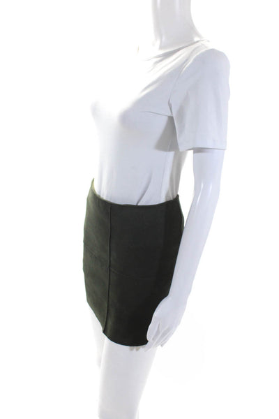 Bailey 44 Womens Faux Suede Elastic Waist Mini Pencil Skirt Dark Green Size XS