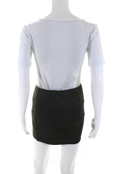 Bailey 44 Womens Faux Suede Elastic Waist Mini Pencil Skirt Dark Green Size XS