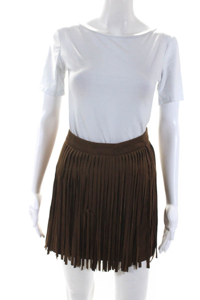 BB Dakota Womens Faux Suede Fringe Unlined Mini Pencil Skirt Brown Size 0