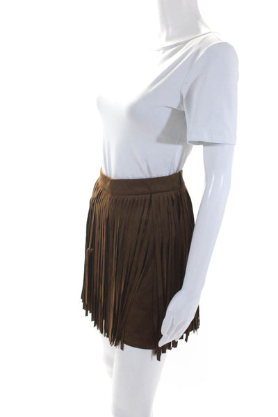 BB Dakota Womens Faux Suede Fringe Unlined Mini Pencil Skirt Brown Size 0